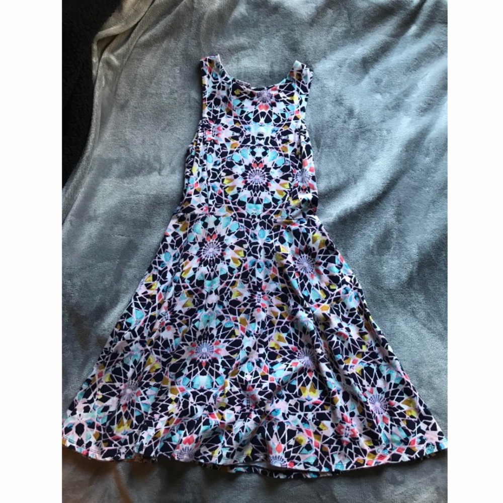 Navy and Pink Printed Dress